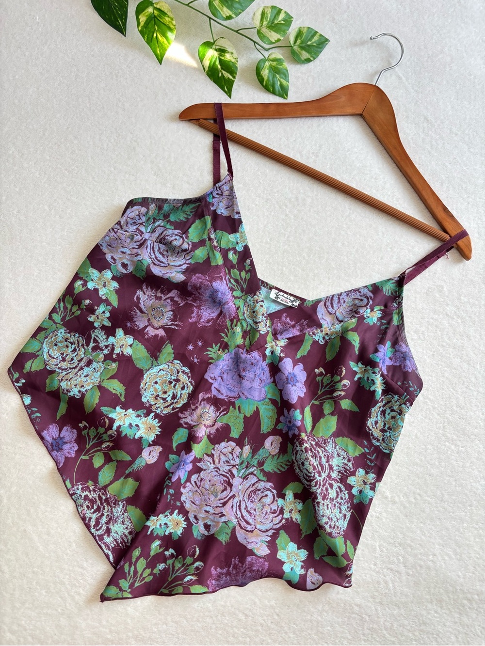 Free People | Women’s Intimately Floral Satin Cami in Burgundy L